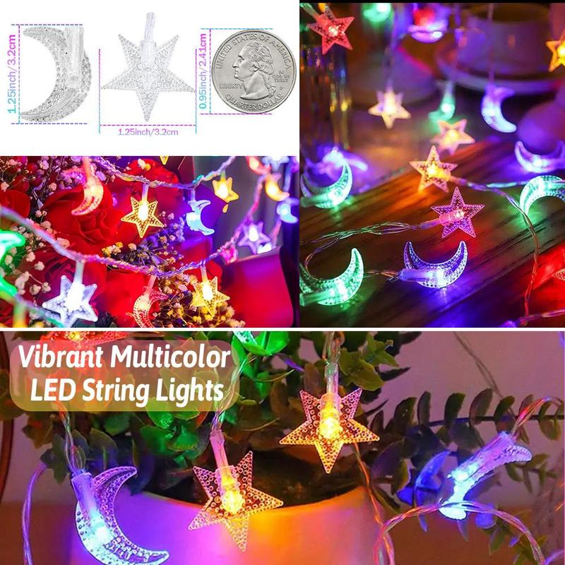 Moon & Star Shaped LED Night Light, Battery Powered LED String Light, Hanging Decorations for Home Decoration Party 5