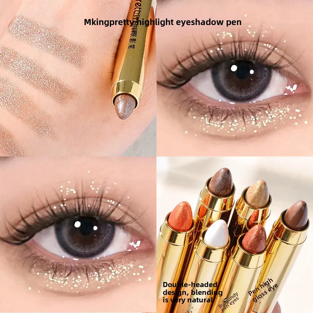 Lazy eye makeup eyeshadow pen aegyo sal pen highlight pen double head eyeshadow stick female micro pearlescent matte
