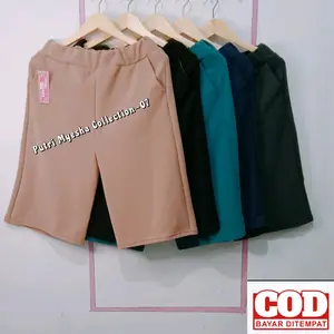 Promo 40rb Dapat 2pcs Celana Pendek Wanita 7/8 Polos Melar