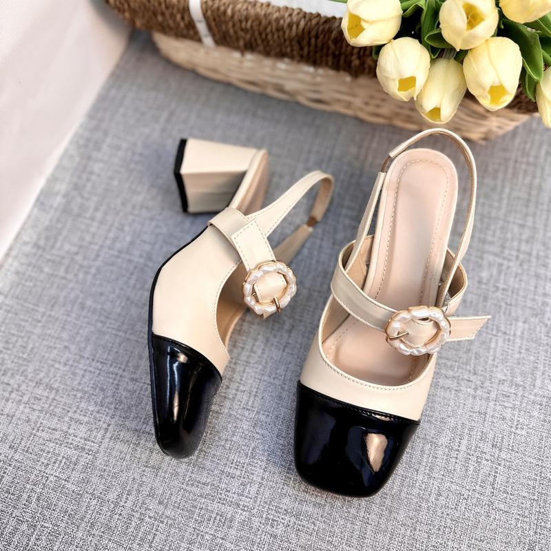 Giày cao gót nữ sandal khóa tròn phối đá Thiên An ( Form chuẩn) DéP Shoes