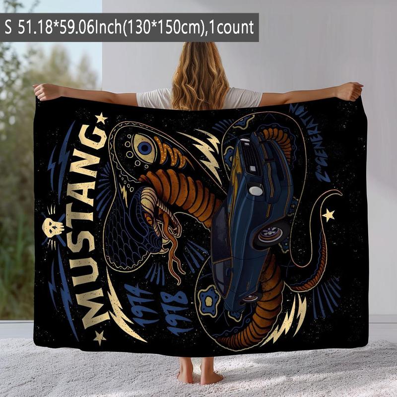 Mustang Snake Pattern Blanket, Soft Comfortable Throw Blanket, Cool Bedroom Bedding Blankets, Warm Napping Blanket for Home Office Travel Camping 7