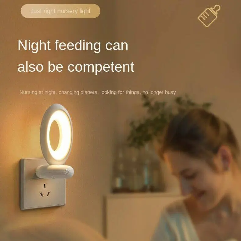 Đèn Ngủ Nhỏ Xoay Điều Khiển Từ Xa, Huazu, Cắm Điện, Bảo Vệ Mắt, Ổ Cắm Phòng Ngủ, Có Công Tắc, Đầu Giường, Thích Hợp Cho Bé Bú Và Cho Con Bú, Đèn Ngủ 2