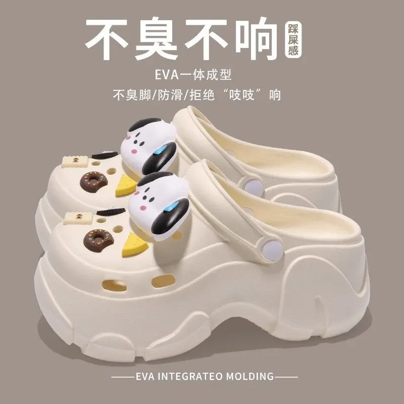 Guốc Thoáng Khí Dễ Thương, Dành Cho Nữ, Hàng Mới Về Mùa Hè, Thích Hợp Cho Các Hoạt Động Ngoài Trời, Đế Dày 7Cm, Thoải Mái, Không Trơn Trượt, Dễ Phối Đồ Dép Đi Biển, 2024