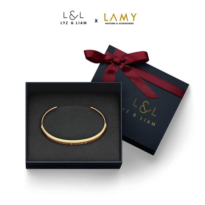 KHÔNG DÙNG Vòng tay nam nữ Lyz and Liam Classic L&L Cuff Gold - Gift Box Hộp quà tặng nơ đỏ & khắc chữ theo yêu cầu