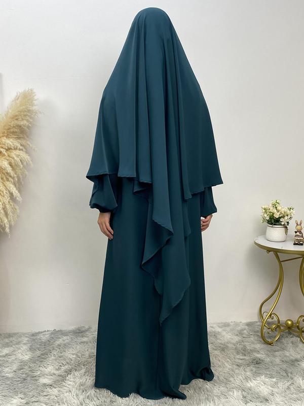 Arabic Clothing-satin Solid Instant Hijab without Dress, Trendy Minimalist Plain Color Khimar, Stylish Soft Comfort Bounce Muslim Hijab Women Accessories for Daily Use 2
