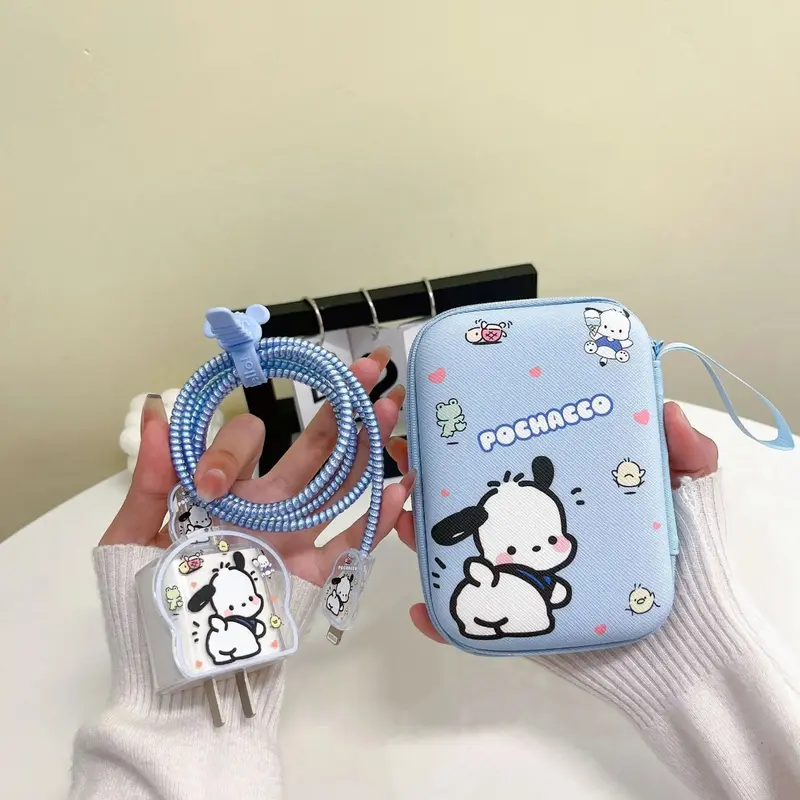 Bảo vệ Cáp hoạt hình, cho bộ sạc iPhone / iPad 18W / 20W, với túi lưu trữ, quản lý cáp, dụng cụ sắp xếp Dây Usb 0