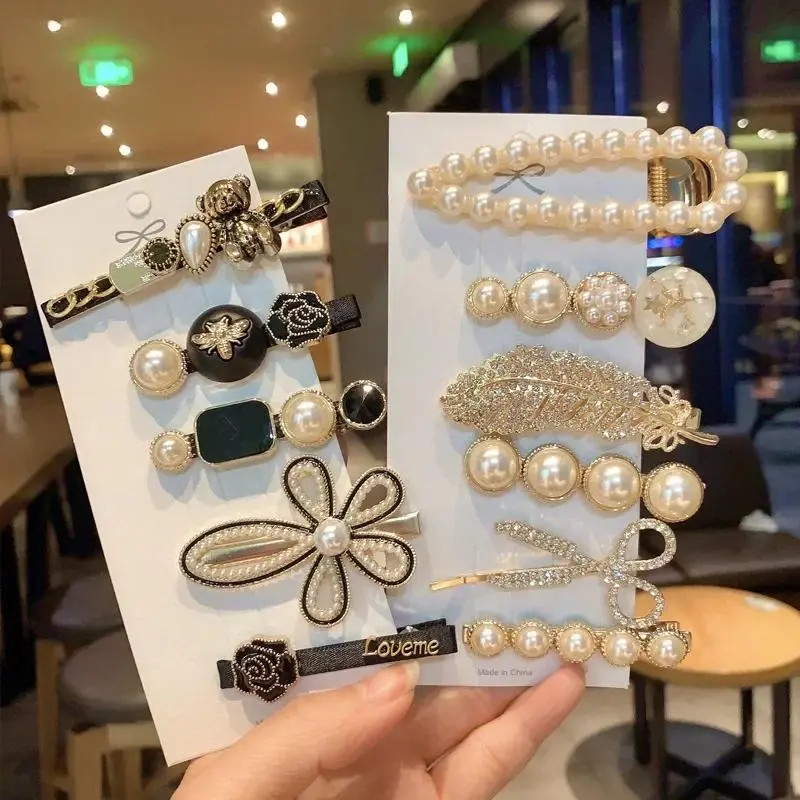 5pcs Women's Hairpin Side Hair Clip Set Designer Senior Sence Headwear Bangs Hairpin Headpiece Hair Accessories Hairwear Duckbill Clip Korean Style Fresh Sweet Side Clip Duck Beak Clip