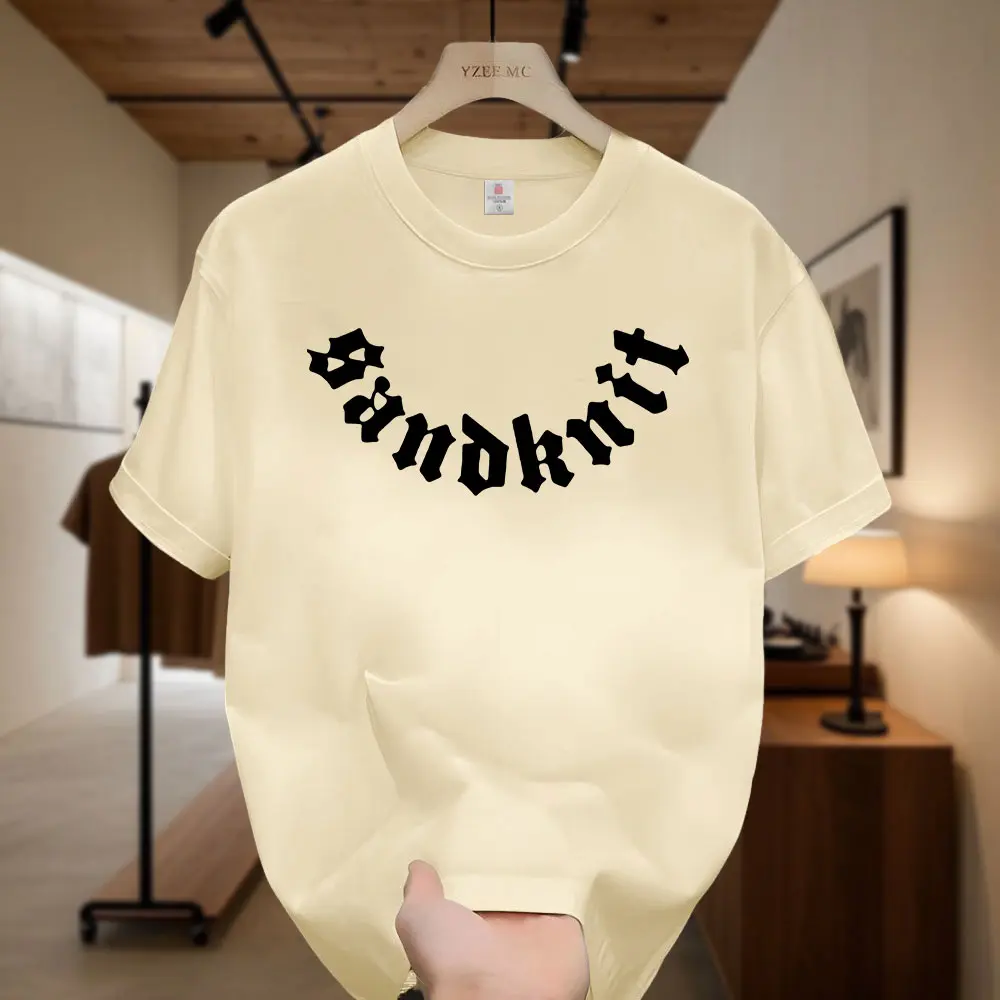Art Letter Print T-Shirt Men's Short Sleeves Trend Loose Plus Size Couple Oversize Top Unisex