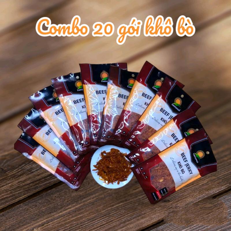 combo sỉ 20 Gói khô bò - Khoai Lang Food CB20 khô bò Ăn Vặt