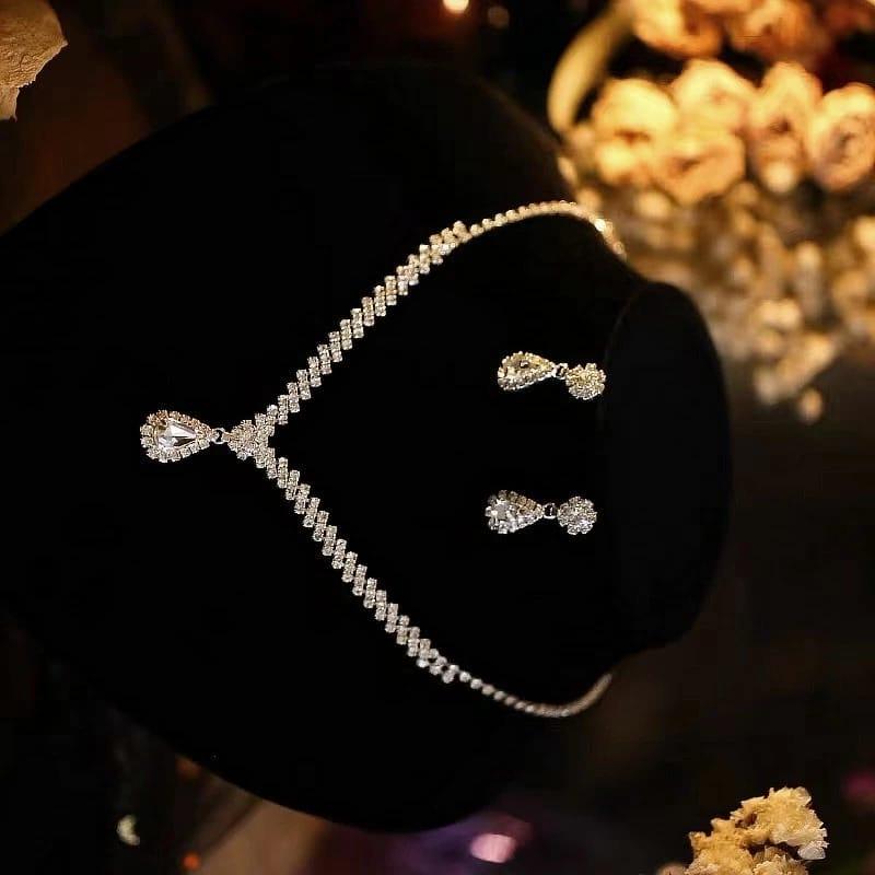 Glow Kalung Pernikahan Set  - Kalung Anting Liontin - Bisa Untuk Headpiece - Aksesoris Pengantin Bridesmaid 4