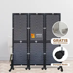 READY STOCK - 3 Pintu Sketsel Rotan No.01 Pembatas penyekat Partisi Ruangan Kantor Mushola