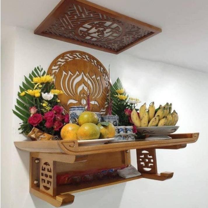 Combo Bàn Thờ Treo Tường 3 Món Gỗ Sồi - Đồ Thờ Tiến Long