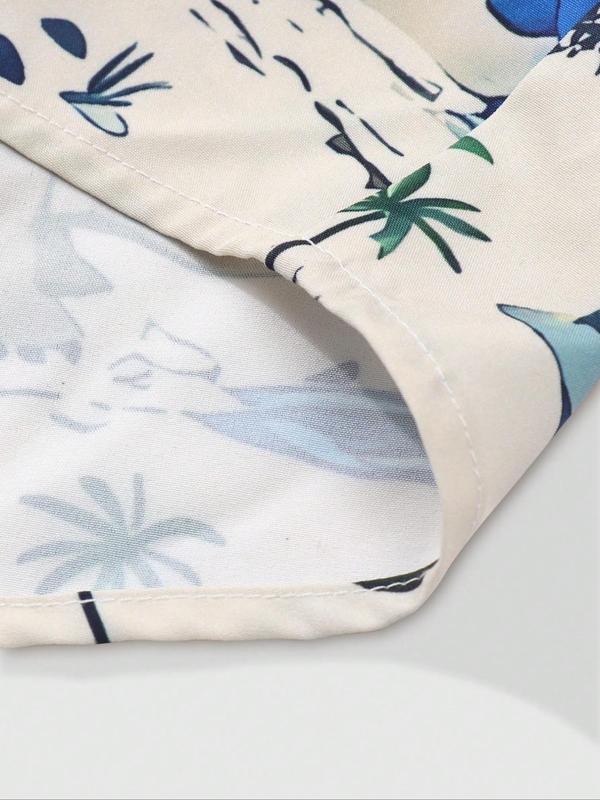 Men's Dinosaur Print Short Sleeve Shirt, Casual Regular Fit Button Up Top for Summer, Men's Clothes for Beach Vacation, Menswear 5