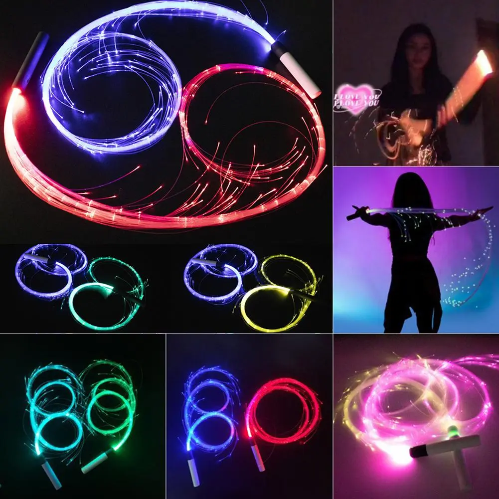 1.7M Disco Dance Whip Party Led Fiber Optic Dancing Whips Rechargeable ...