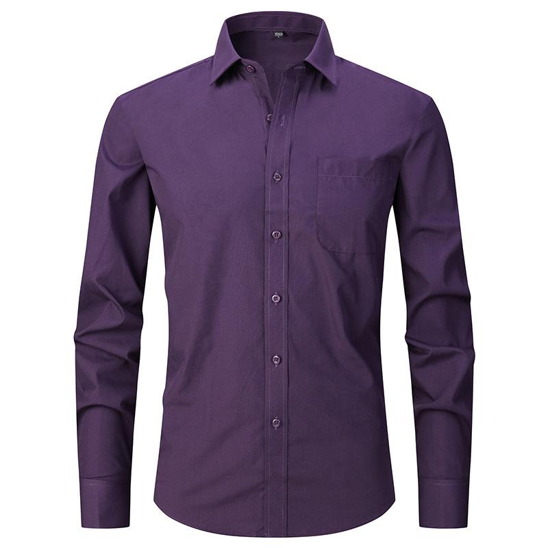 Ss24 Men's French Style Shirt Business Dress Long Sleeve Shirt Solid Color Blue Striped Shirt Twill Business Style All-Match 7