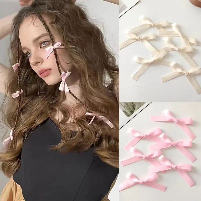 Kẹp Tóc Nơ Ruy Băng, Nhiều Màu 5Cm, Phong Cách Múa Ba Lê Ngọt Ngào Và Dễ Thương, Kẹp Tóc, Y2K, Nơ Ruy Băng Nơ Mini, Phụ Kiện Tóc