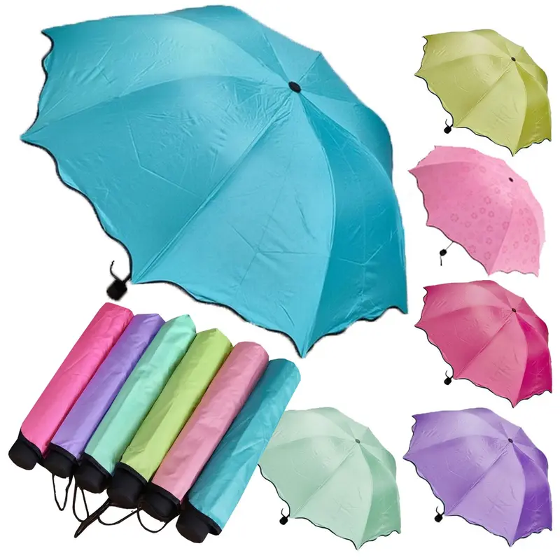 PAYUNG LIPAT 3D MAGIC 2 MUSIM UMBRELLA HUJAN PANAS MOTIF KENA AIR Bunga Plastik 3
