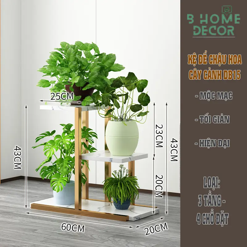 Kệ Khung Sắt nhiều tầng để chậu hoa cây cảnh, trong nhà và ngoài trời BD15 5
