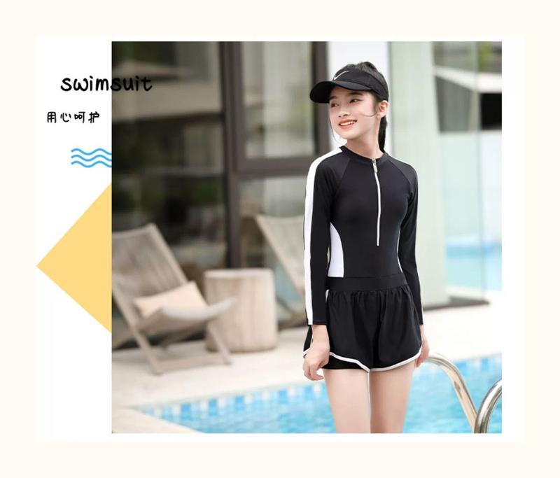 Product Introduction of Children's Swimsuit Girls' Swimsuit Middle and Older Children's New Junior High School Student Conservative Professional Training One-Piece Swimsuit 3