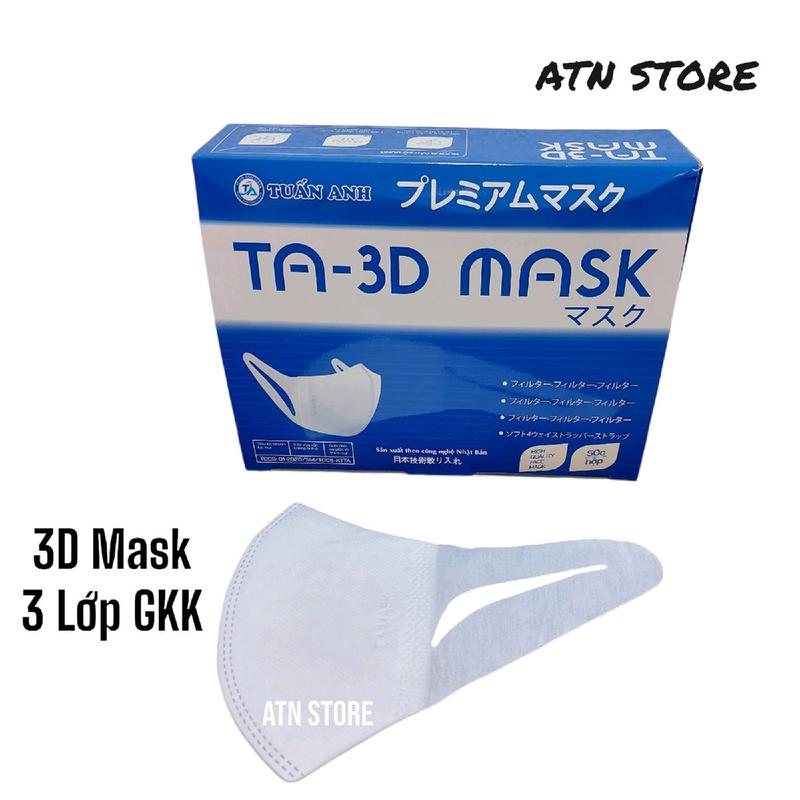 Khẩu trang 3D Mask Tuấn Anh - 3 lớp giấy kháng khuẩn - 1 hộp 50 cái