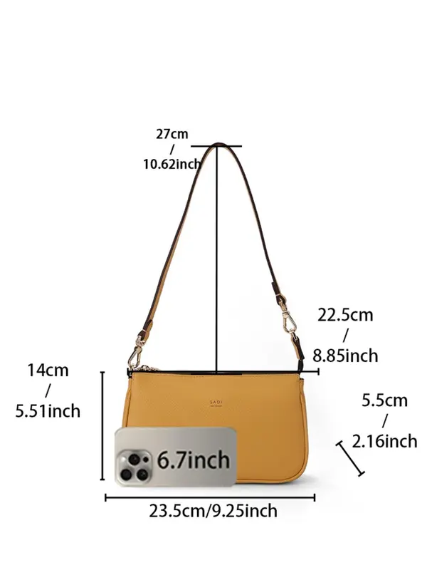Women's Solid Color Shoulder Bag, Fashionable Cowhide Crossbody Bag for Daily Used, Casual Trendy Versatile High-quality Daily Commuting Bag 1