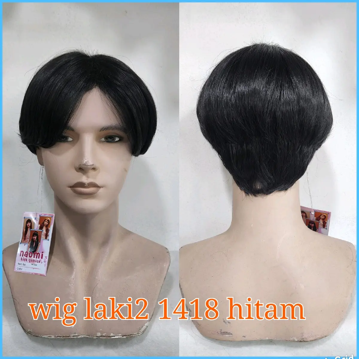 wig laki2 rambut palsu style korea kuality premium 1418hitam
