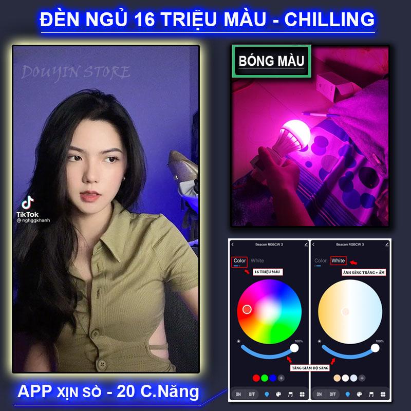 Bóng đèn led 16 triệu màu nháy theo nhạc, đổi màu tuỳ ý, tăng giảm độ sáng, chỉnh app điện thoại, có thể thay bóng đèn học, đèn phòng ngủ, độ sáng 15w, đui cắm e27