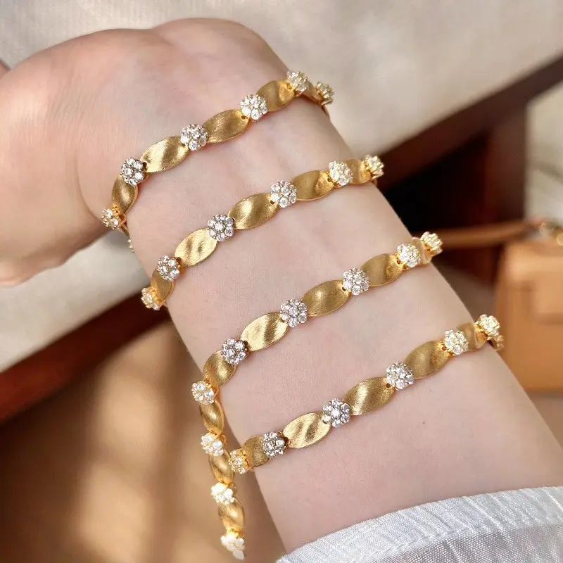 Vòng Tay Ruy Băng Satin Chải Thủ Công Phong Cách Cổ Điển Kiểu Pháp, Thời Trang Trung Cổ Cổ Điển Phong Cách Tiền Mới Mẻ, Đính Kim Cương Đầy Đủ, Thời Trang