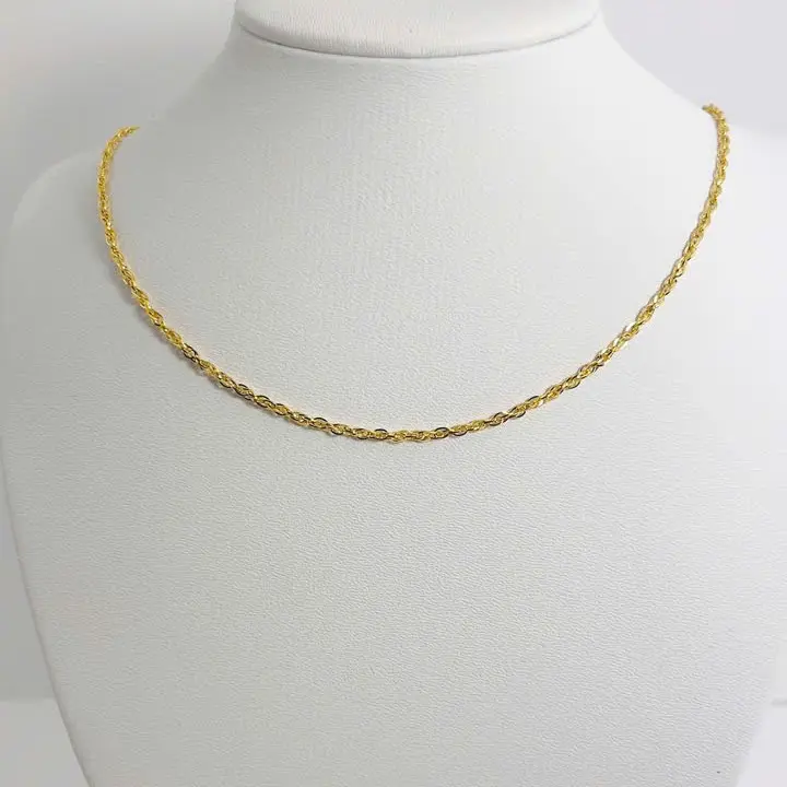 Dây chuyền titan xích xoắn 2li, khóa tròn, màu vàng 18K, bền màu, không đen gỉ, đeo hằng ngày. Phụ kiện thời trang.