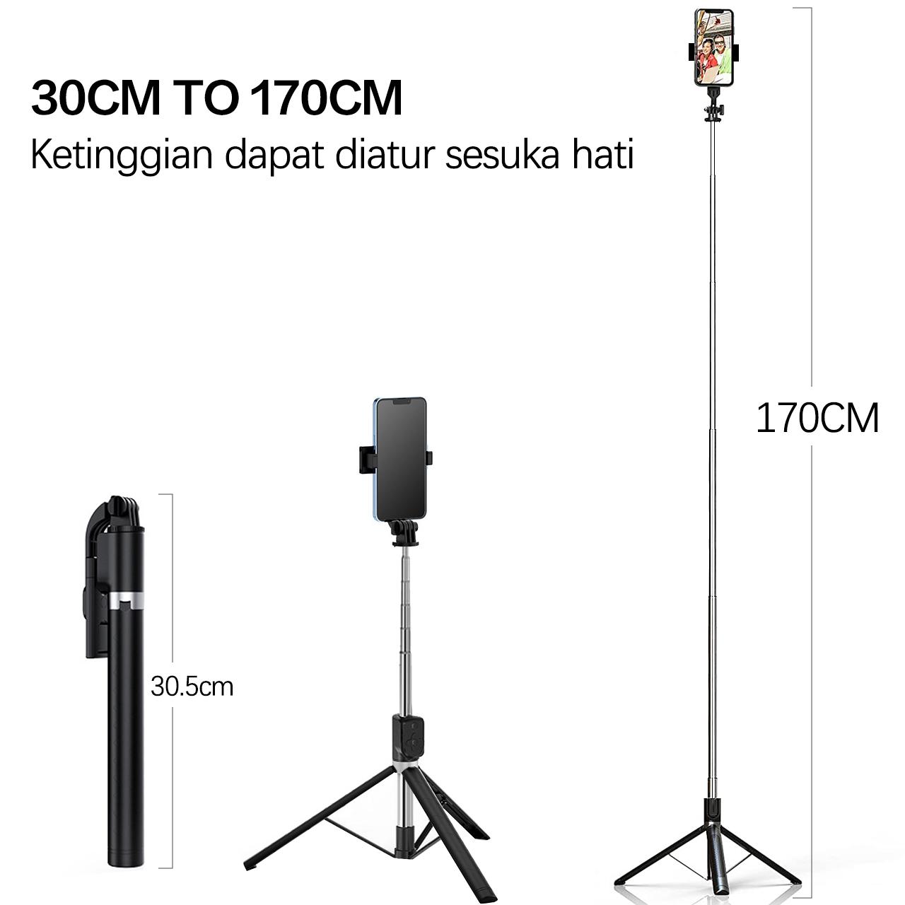 Bluetooth Selfie Stick Tripod Dengan Remote Control Panjang Ponsel Tripod Nirkabel Bluetooth Selfie Stick Handheld Tongsis 170cm