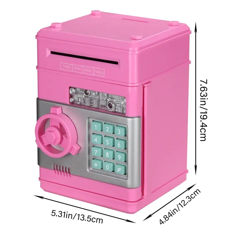 Cash & Coin Saving Box, Kids Password Electronic Money Box Toys Without Battery, Automatic Safe Coin & Cash Deposit Boxes 1