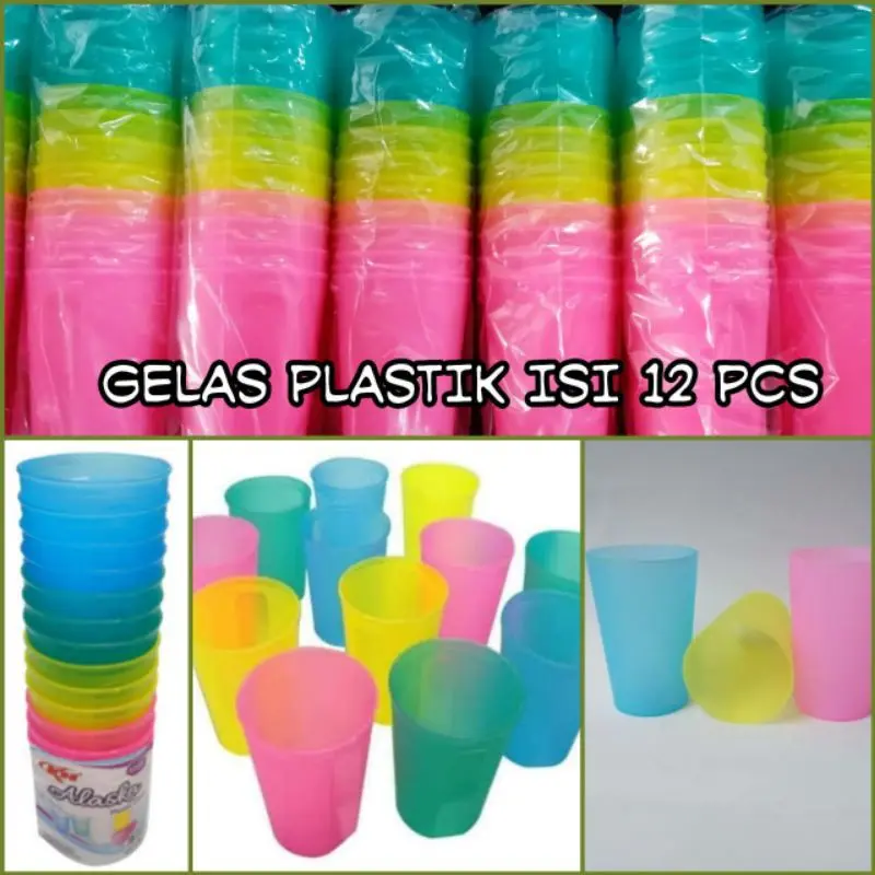 Gelas minum plastik isi 12 pcs ( 1 lusin )