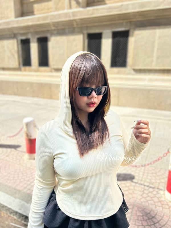 Áo Thun Cotton Tay Dài Có Mũ Trùm - Miavn bigsize