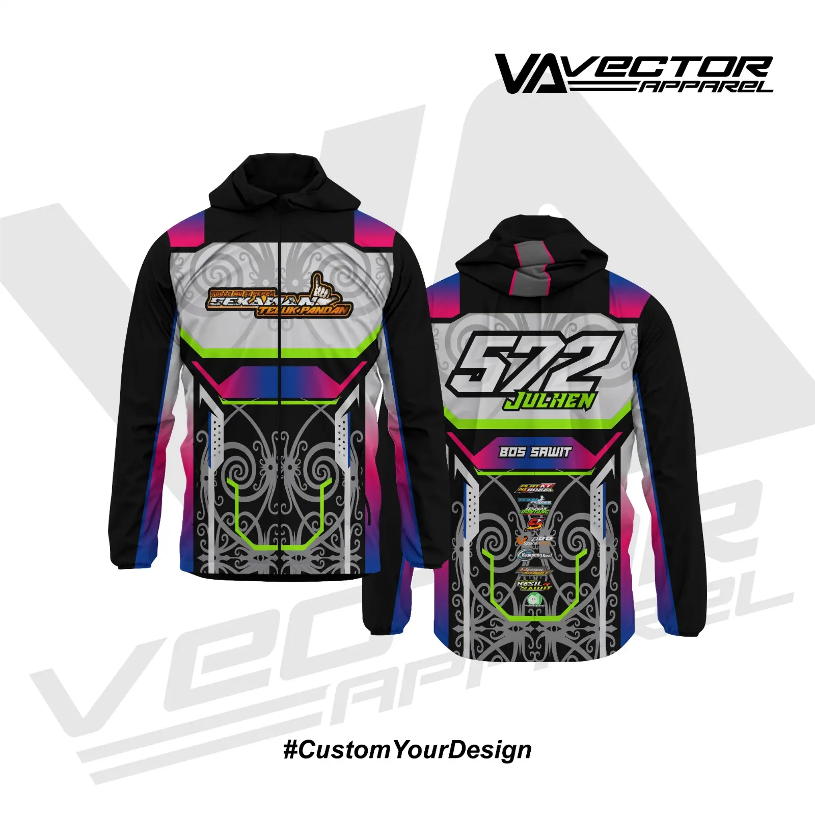 JAKET RACING / PARASUT WATERPROOF / BEBAS DESIGN NAMA, NOMOR, SPONSOR