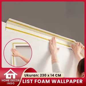 Home Decor - List Foam Wallpaper Wall Border List Foam 3D List Dinding 2.3 Meter Wall Border Untuk Sudut Dinding Tinggal Tempel