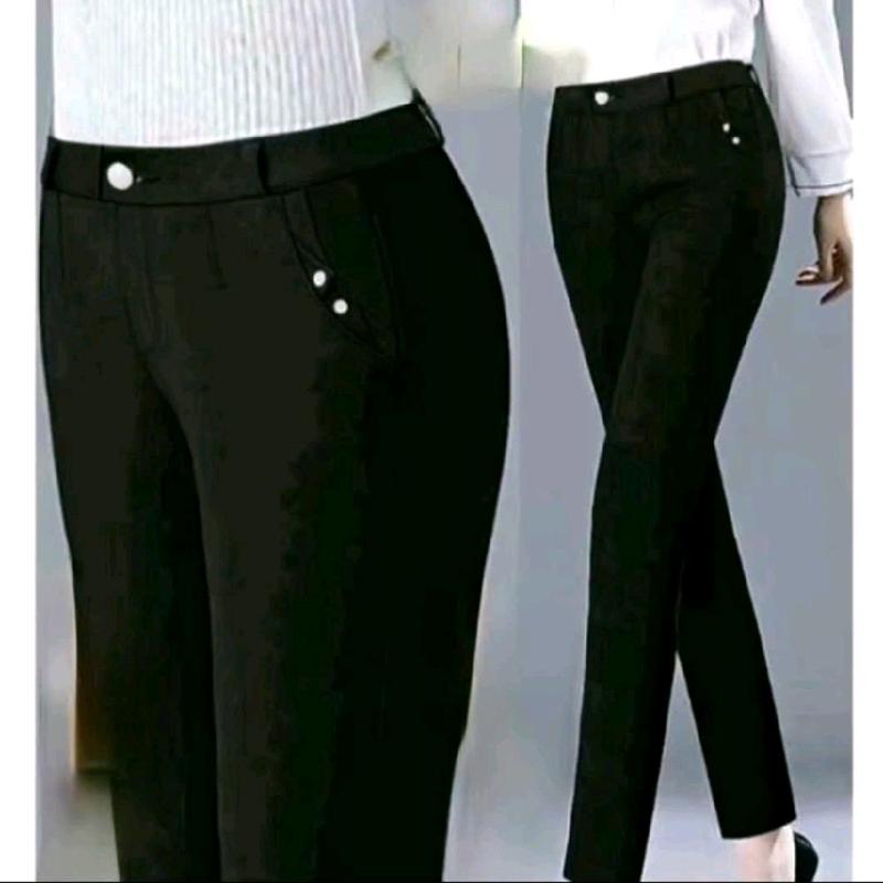 Quần dài lưng thun vải thun cotton dày đẹp mềm mại có dãn 4 chiều dáng ôm legging. Nữ Women Đen Đen