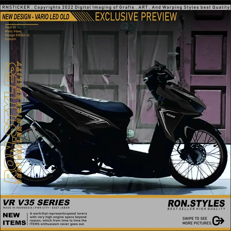 VRV35 Cutting Sticker Striping Vario Led 125-150 Old Striping Varled Stiker Vario 125 Striping Variasi Vario Simple stiker vario lama Striping Vario Led Old 2017 new desain simple style copy transparan Motor 2