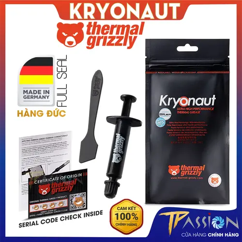 Keo tản nhiệt Thermal Grizzly Kryonaut 1 gram (1g), 5.5 grams (5.5g) - Hàng Đức chính hãng, kem gấu tản nhiệt CPU VGA