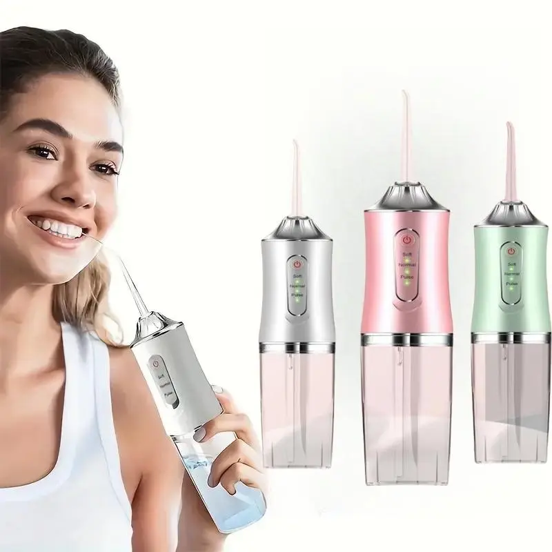Portable Rechargeable Water Flosser with 4 Replacement Nozzle, 1 Set Oral Irrigator for Home & Travel, Personal Oral Care Appliance 0