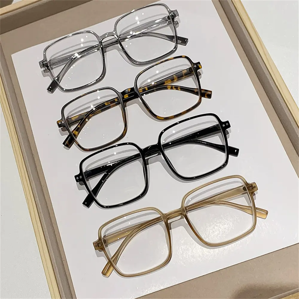 Anti-Blue Light Flat Glasses Retro Large Frame No-degree Glasses Internet Celebrity Plain-looking Slimming Students' Myopia Glasses Finished Products