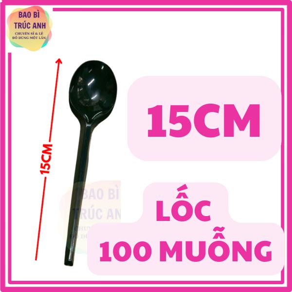 Lốc 100 Muỗng nhựa dùng 1 lần 15cm dùng ăn cơm , uống cafe , uống trà sữa 4
