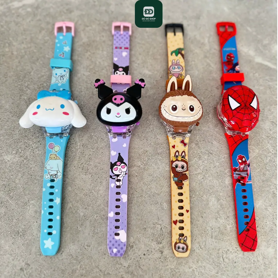 Đồng Hồ Hoạt Hình Labubu, Kuromi Dạ Quang Cho Bé Trai Bé Gái Có Đèn-Nhạc,Xem Giờ