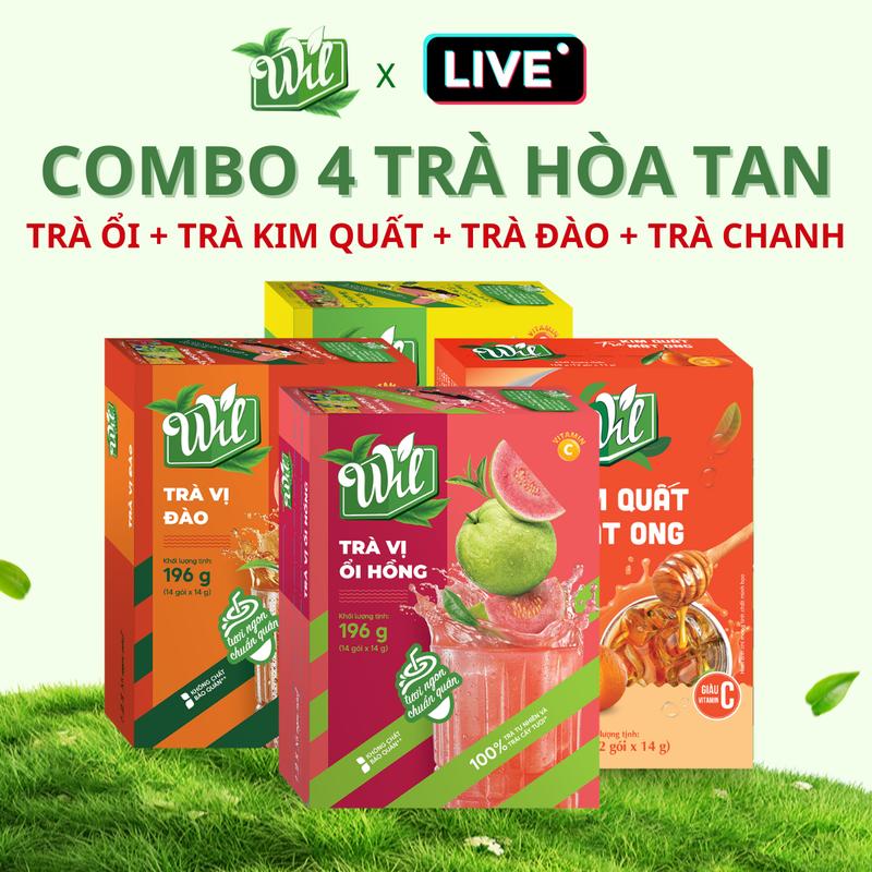 [Chill Cùng Witea - Năng Lượng Tươi Mới] Combo 4 trà trái cây Wil thanh nhiệt trà chanh đào ổi trà kim quất hộp 14 gói x 14g