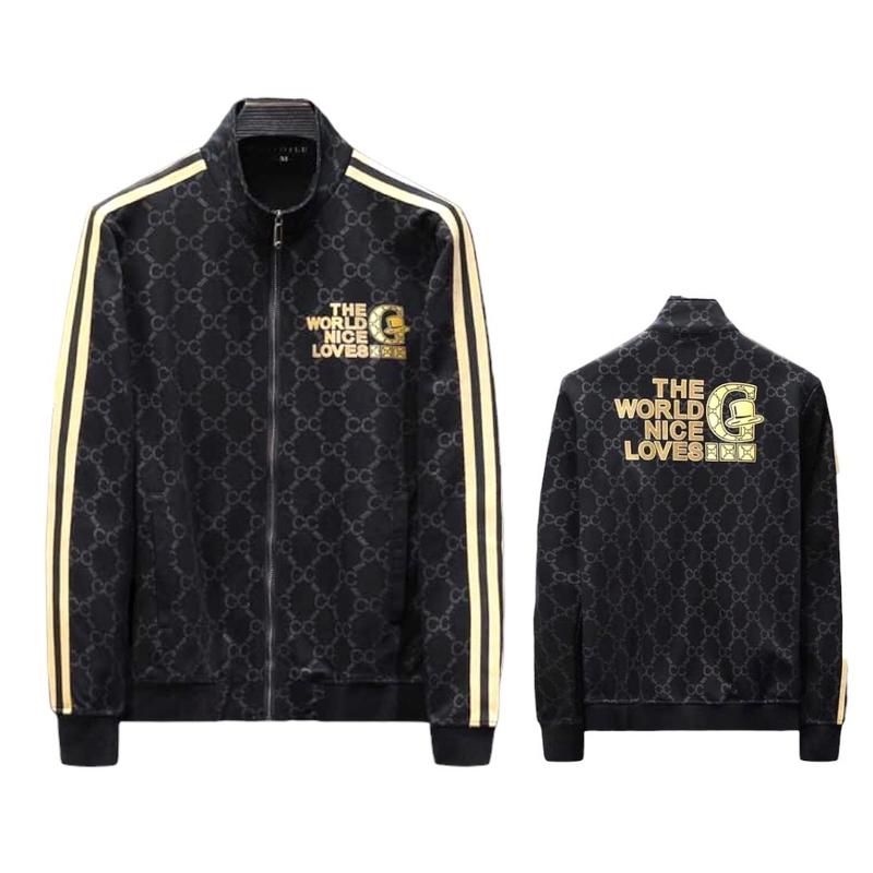Áo Khoác Poli Cao Cấp Thời Trang MenVip Fashion Menswear Jacket (Đen + Thêu viền vàng Kem 1