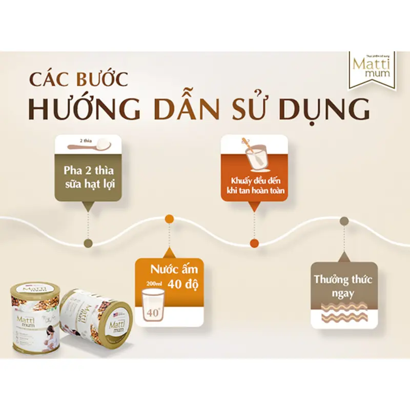 Sữa Hạt Lợi Sữa Matti Mum Bổ Sung 100% Đạm Thực Vật Cho Mẹ Sau Sinh - Hộp 650g 6