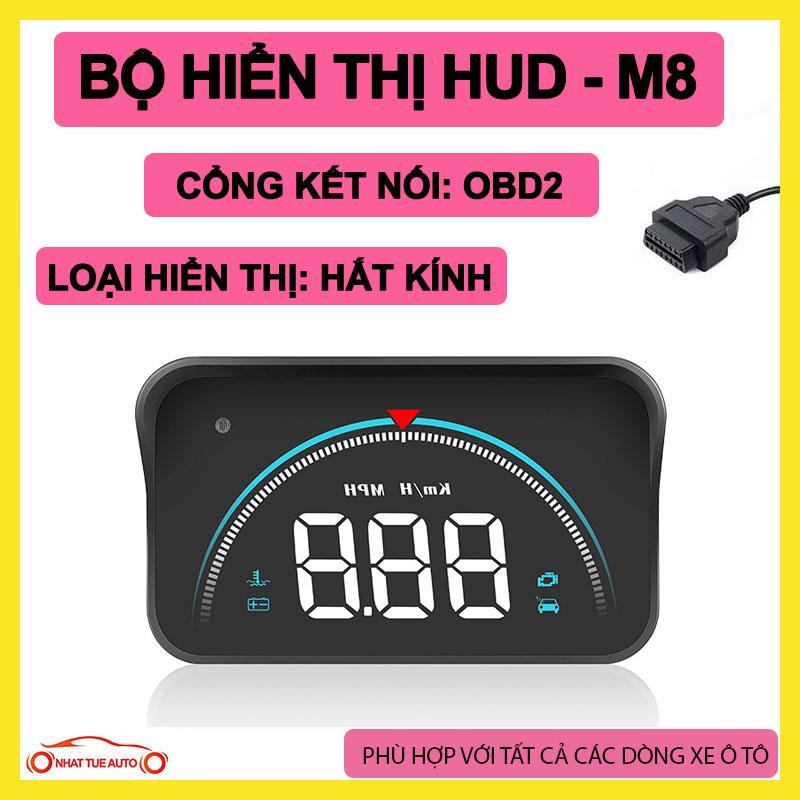 Bộ hiển thị kính lái độ nét cao HUD M8, mà hình hiển thị vận tốc, vòng tua, điện áp kết nối qua cổng OBD2 hắt thông số lên kính lái ô tô 1