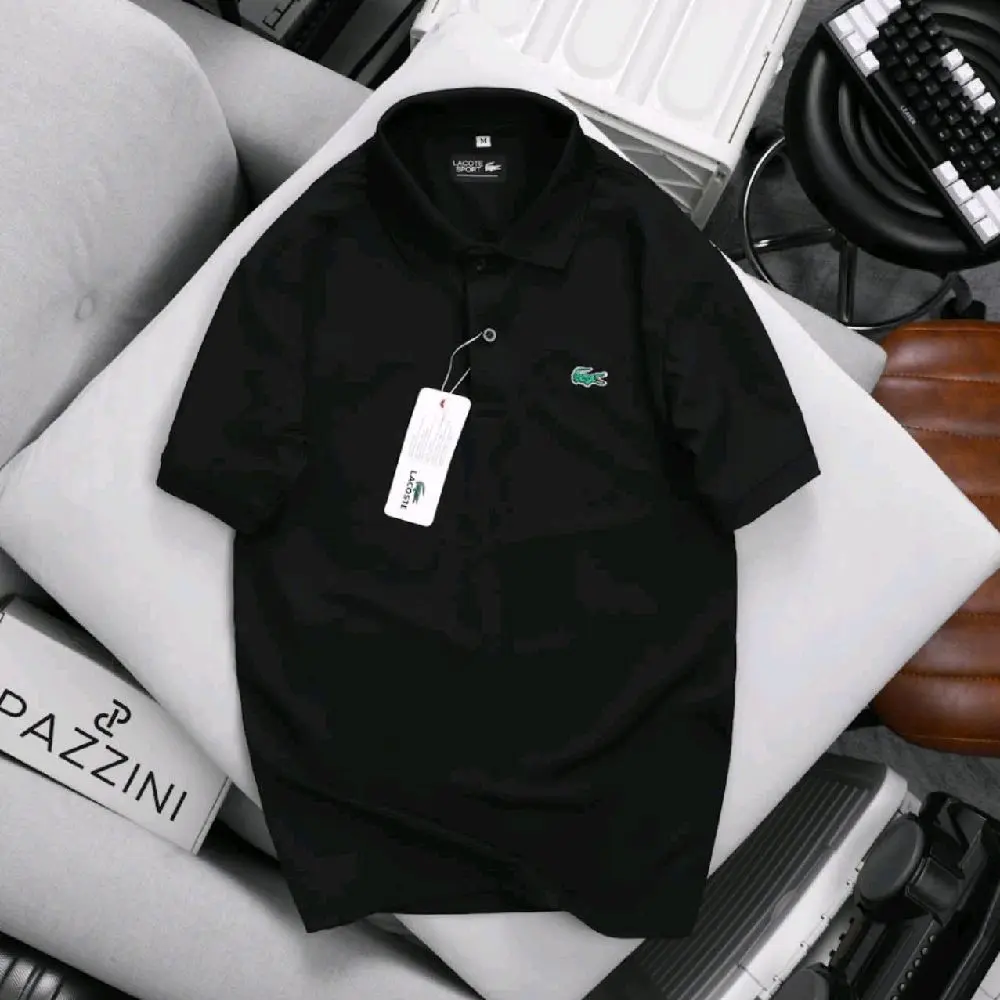 Áo thun polo cá sấu đen thêu nhẹ  từ M,L,XL,2xl, 3XL