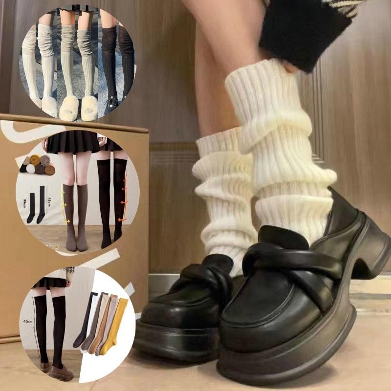 Tất Giữ Ấm Chân Đồng Phục JK Nhật Bản, Phong Cách Lolita Hàn Quốc, Thích Hợp Cho Mùa Đông, Dành Cho Bé Gái Và Phụ Nữ, Tất Bốt Dệt Kim, Tất Cọc Lên, Vỏ Giữ Ấm Chân 0
