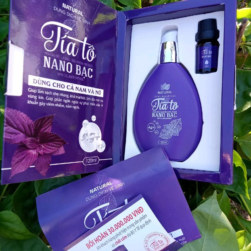 1 SÉT dung dịch vệ sinh tía tô nano bạc 120ml kèm nước hoa mini siêu thơm Nữ