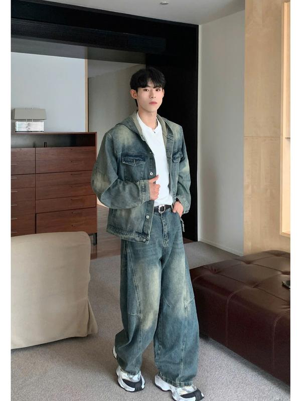 LITER STUDIO Set Denim Jacket Wash Form Boxy Unisex .Áo Khoác Denim Có Nón, Quần Baggy Ống Rộng. 4